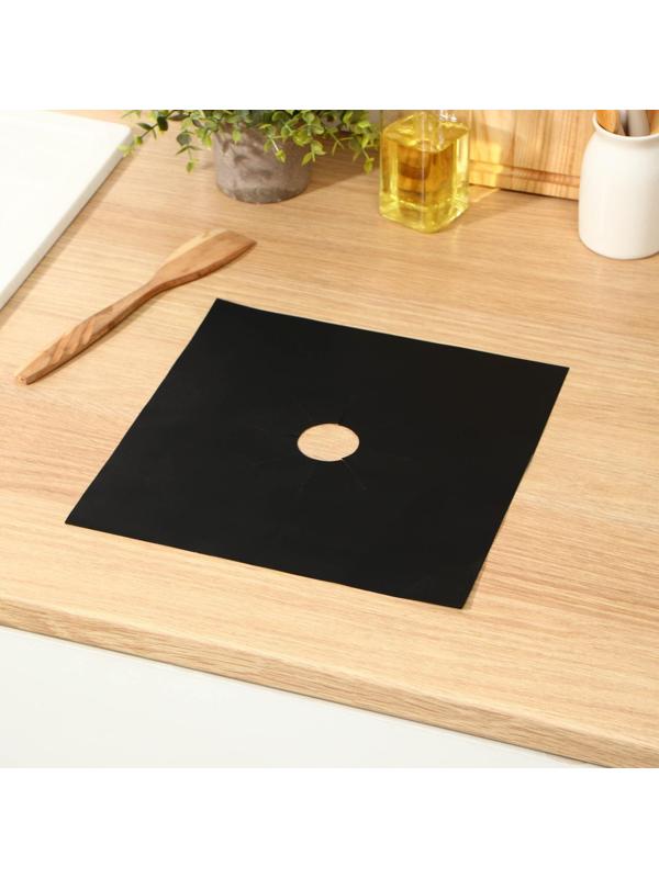 Защитное покрытие для газовой плиты Доляна, 4 шт, тефлон, цвет чёрный