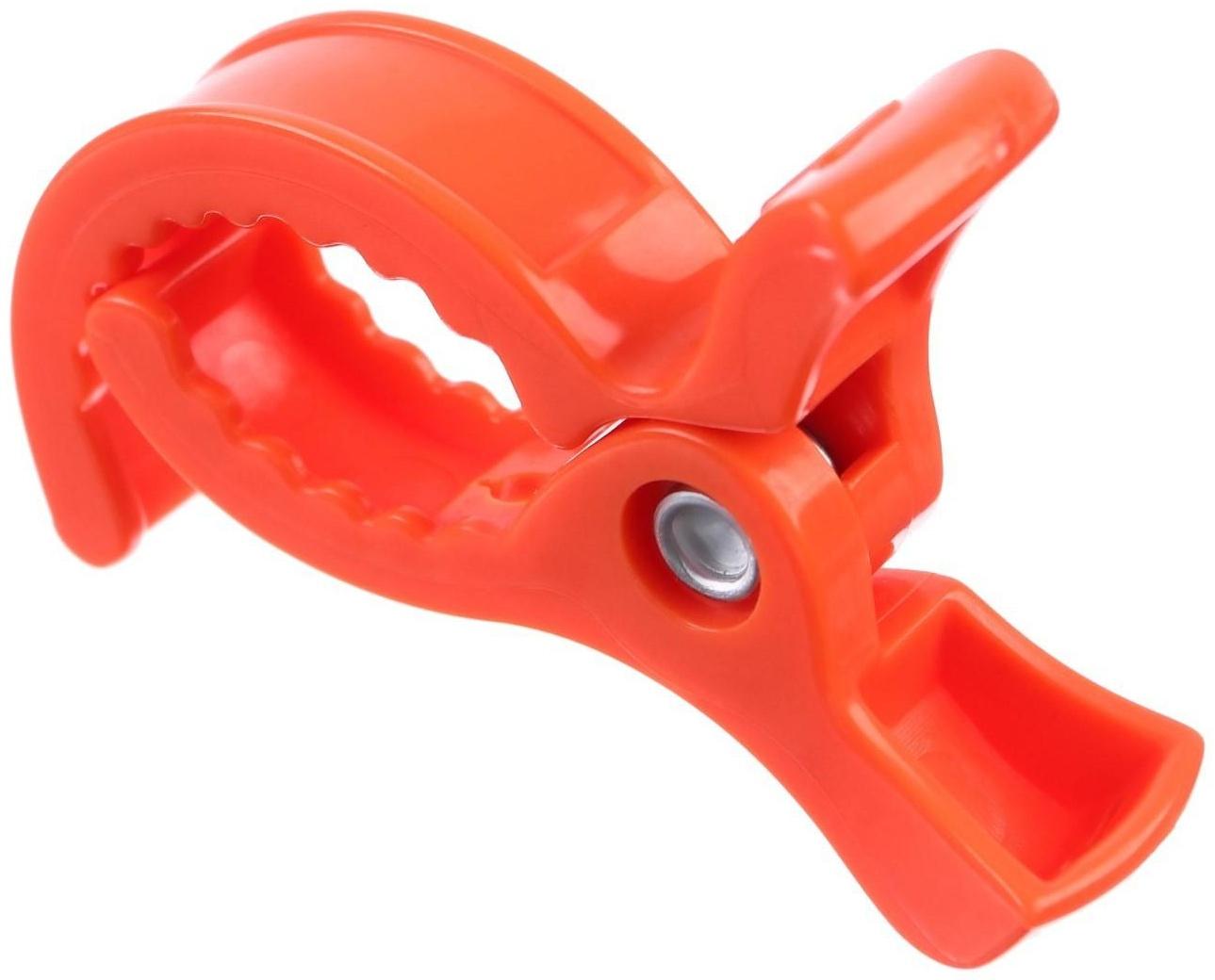 Универсальный зажим - прищепка для игрушки/пледа на коляску, цвет оранжевый