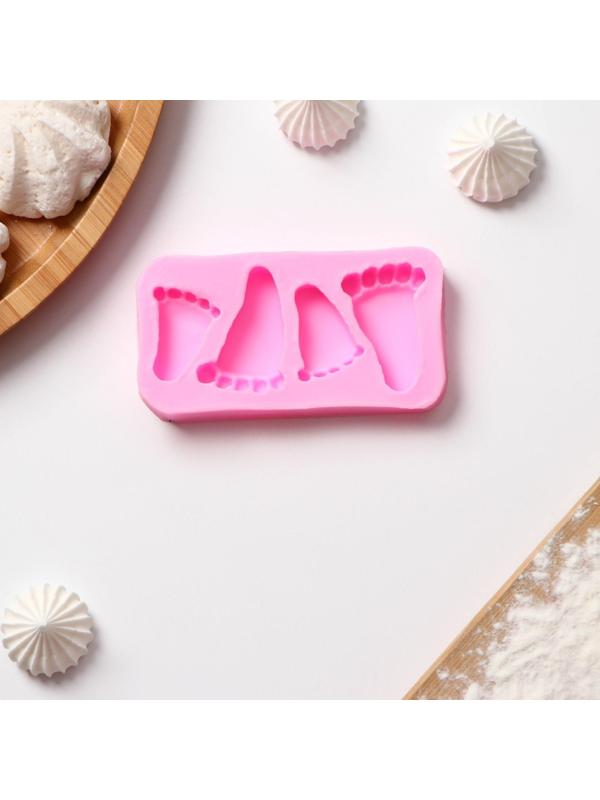 Молд Доляна «Следы», 9×4,7×1,3 см, цвет розовый