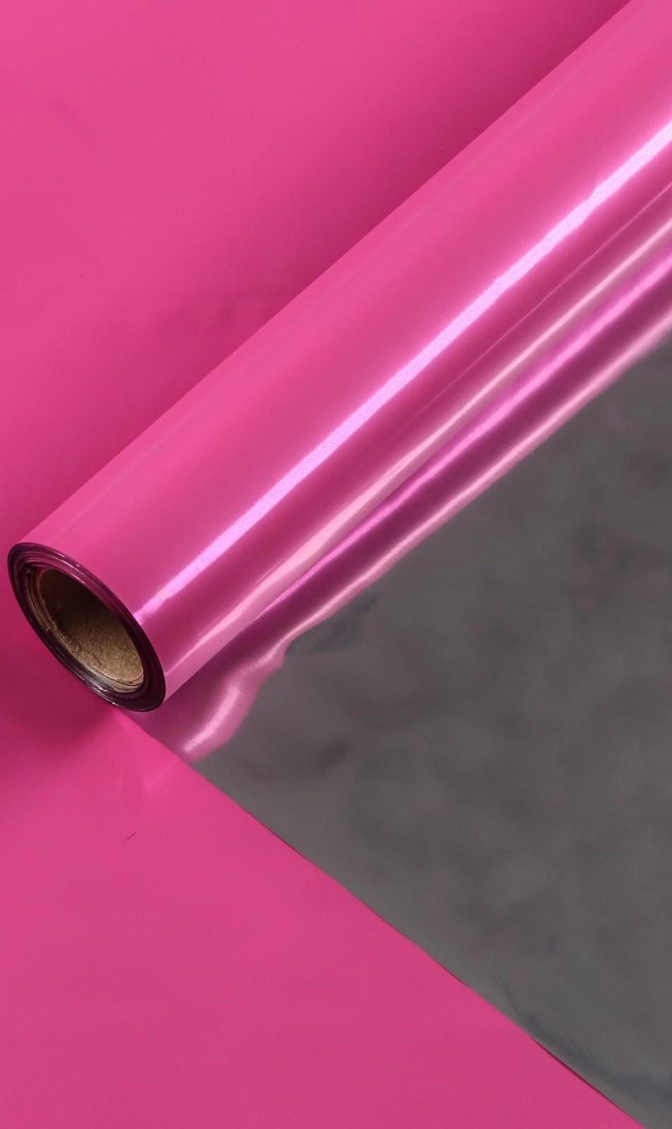 Полисилк двухсторонний Розовый + Серебро 1 х 20 м