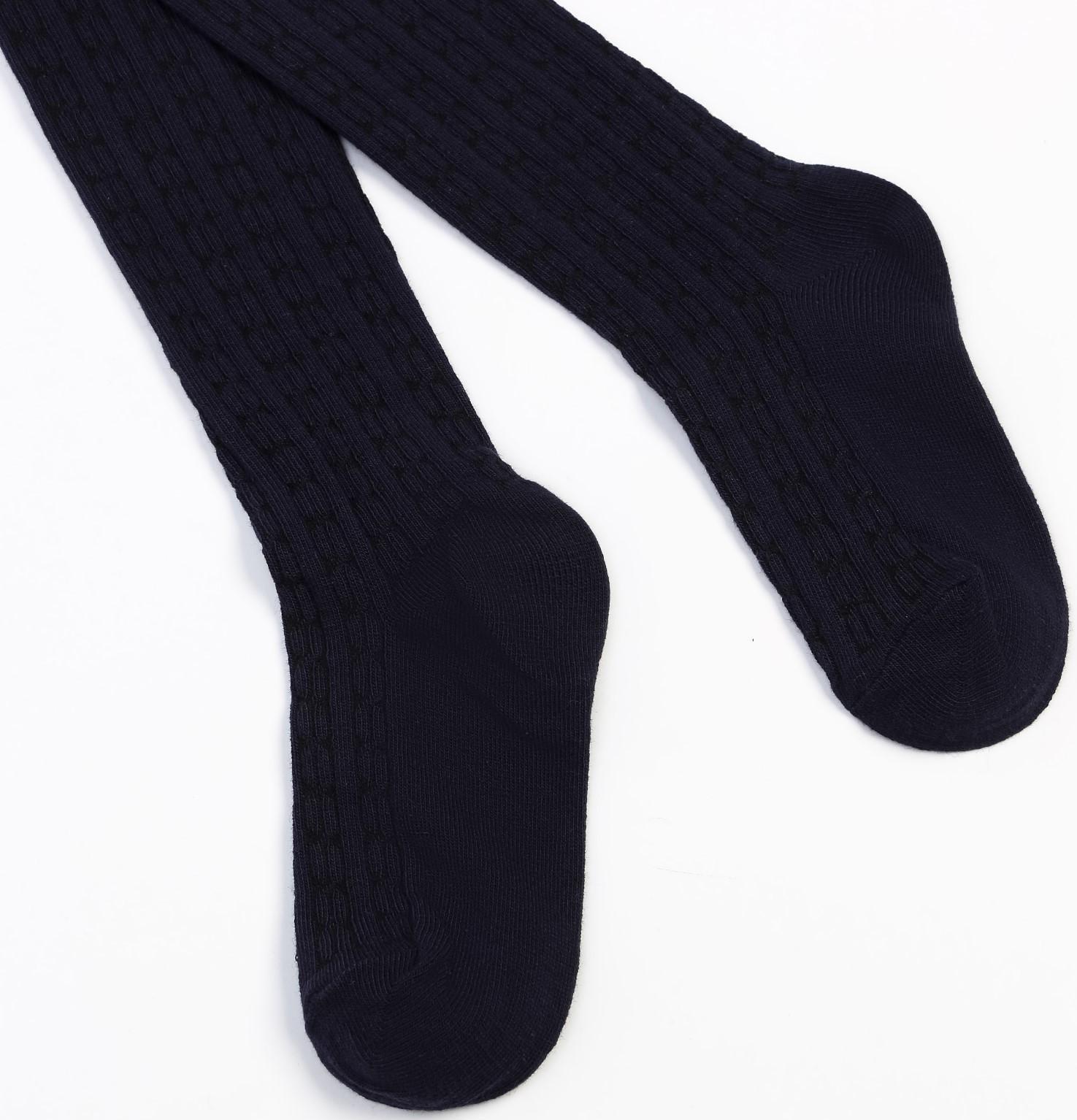 Колготки детские мелкая коса, цвет тёмно-синий, рост 122-128