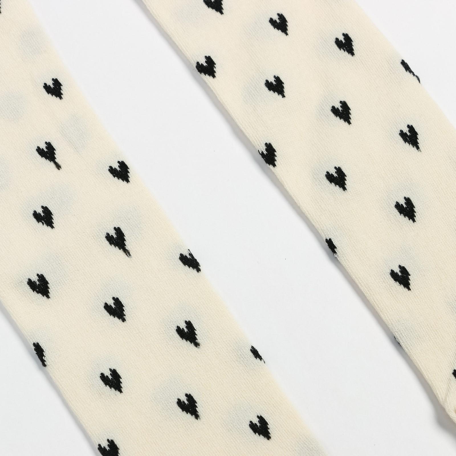 Колготки детские «Сердечки», цвет молочный, рост 140-146