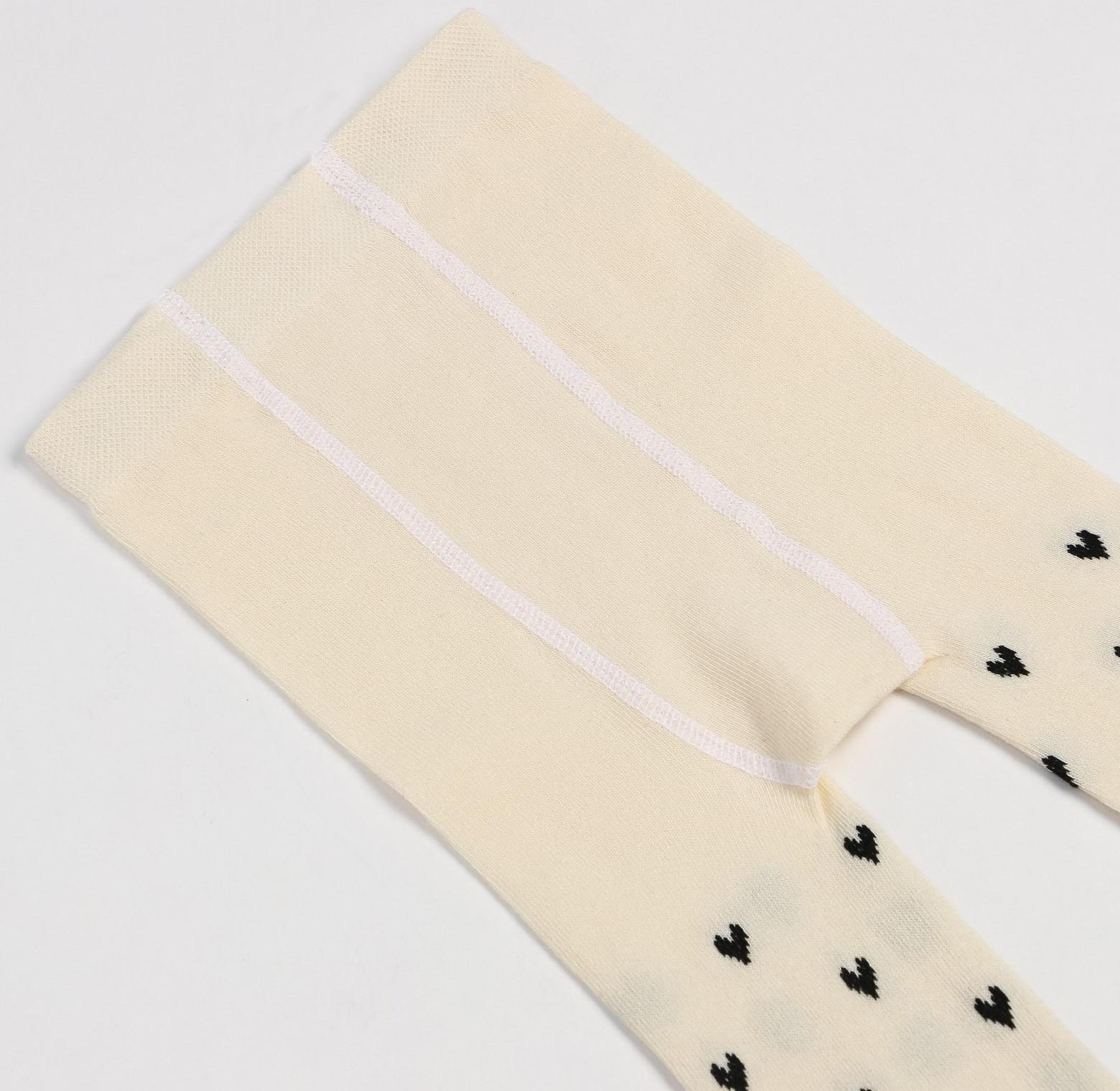 Колготки детские «Сердечки», цвет молочный, рост 140-146