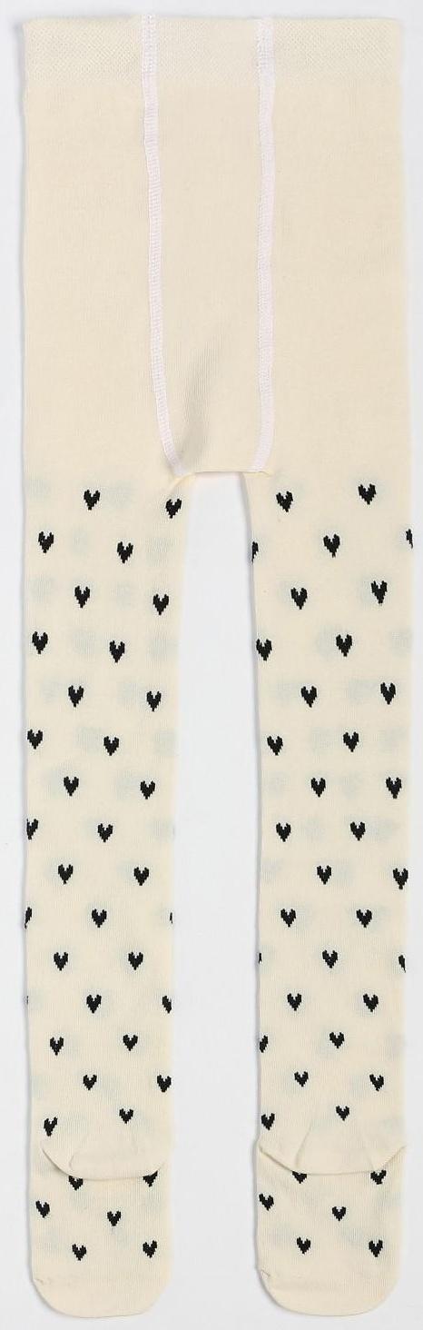 Колготки детские «Сердечки», цвет молочный, рост 140-146