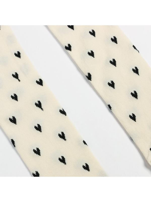 Колготки детские «Сердечки», цвет молочный, рост 140-146