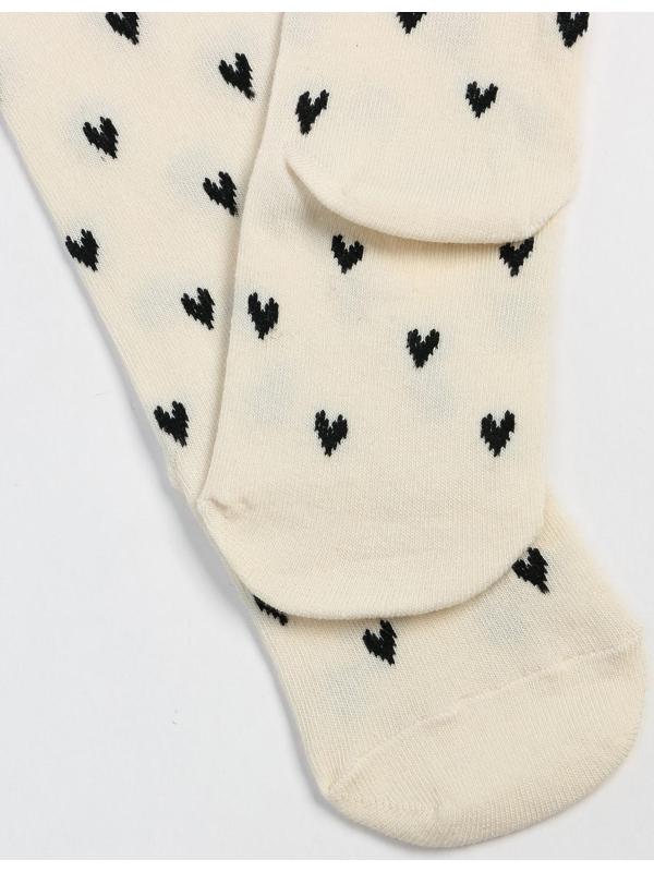 Колготки детские «Сердечки», цвет молочный, рост 140-146