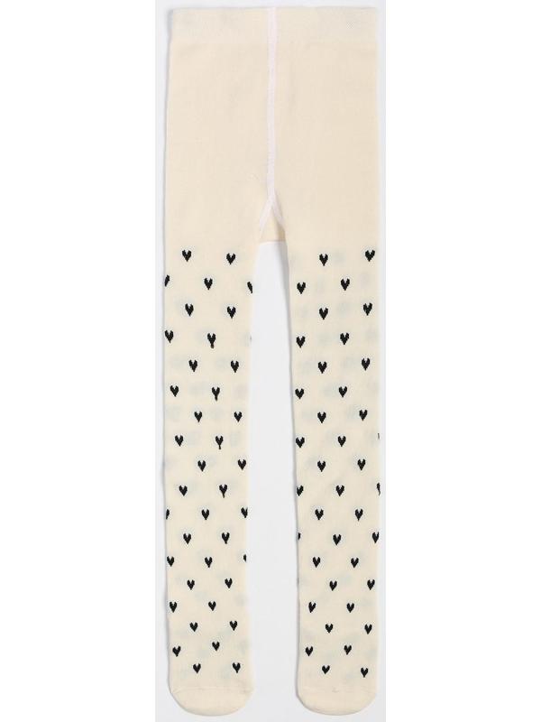 Колготки детские «Сердечки», цвет молочный, рост 140-146