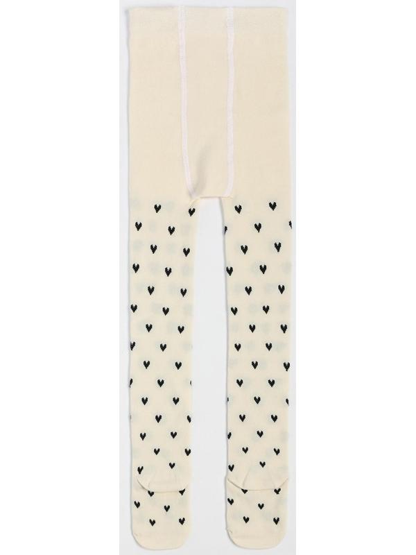 Колготки детские «Сердечки», цвет молочный, рост 140-146