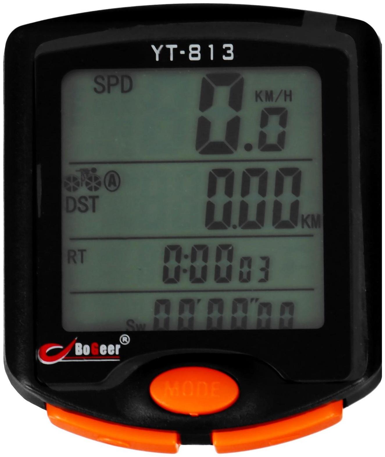 Велокомпьютер проводной, цвет черный/оранжевый