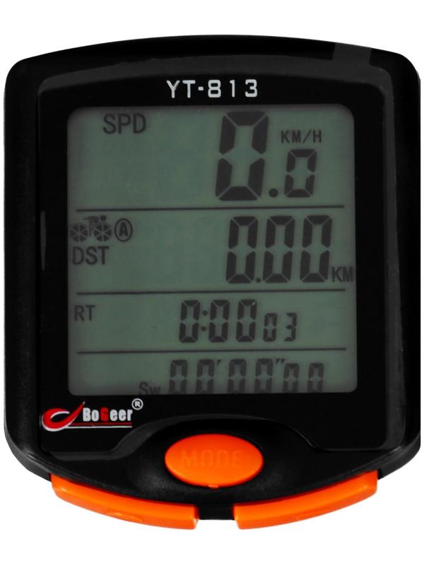 Велокомпьютер проводной, цвет черный/оранжевый