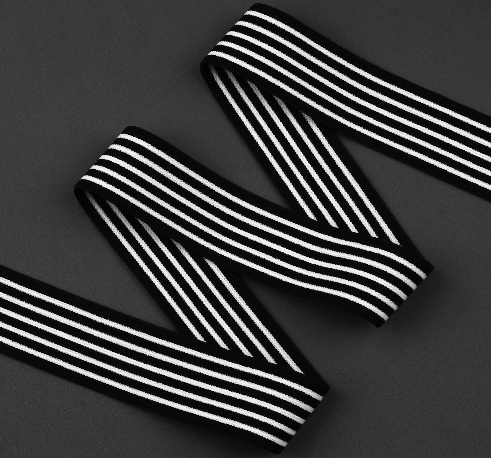 Резинка тканая «Полоски», мягкая, 40 мм, 4,5 ± 0,5 м, цвет чёрный/белый