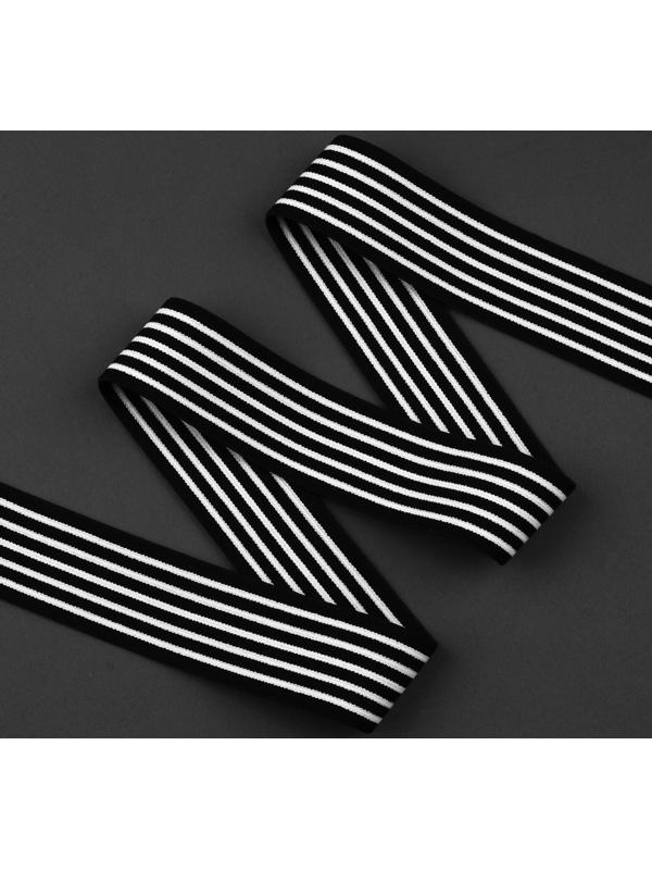 Резинка тканая «Полоски», мягкая, 40 мм, 4,5 ± 0,5 м, цвет чёрный/белый