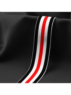 Резинка тканая «Полосы», мягкая, 40 мм, 4,5 ± 0,5 м, цвет чёрный/белый/красный