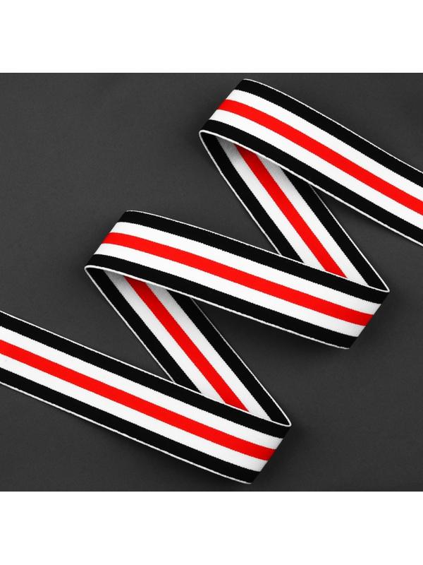 Резинка тканая «Полосы», мягкая, 40 мм, 4,5 ± 0,5 м, цвет чёрный/белый/красный