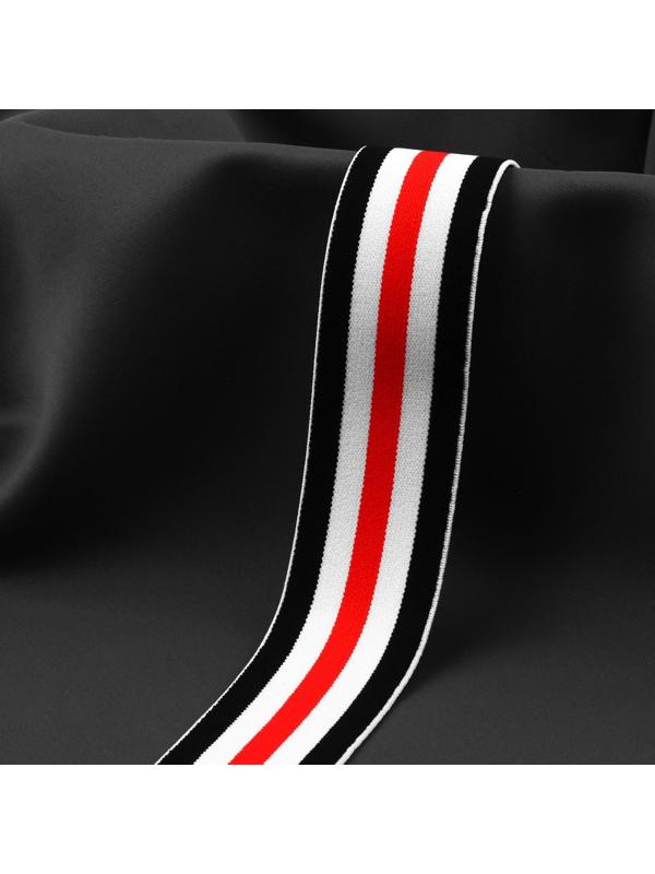 Резинка тканая «Полосы», мягкая, 40 мм, 4,5 ± 0,5 м, цвет чёрный/белый/красный