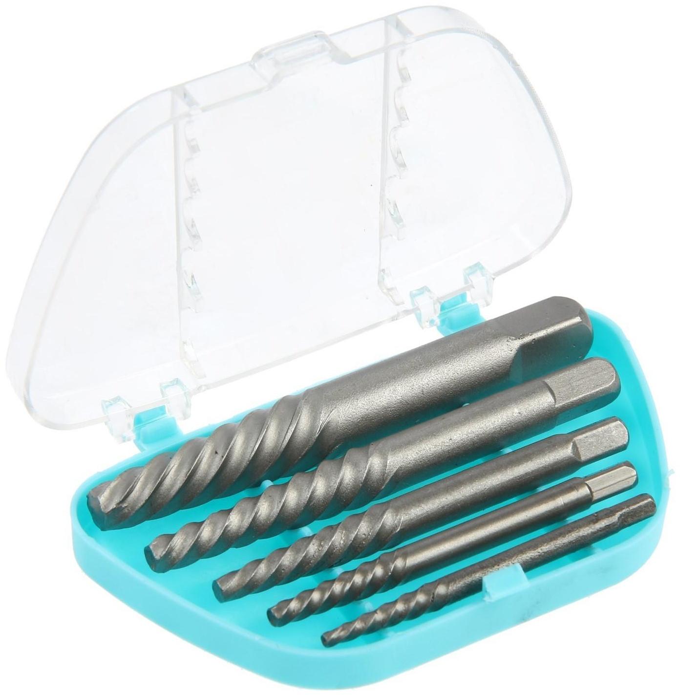 Набор экстракторов ТУНДРА, 5 шт., 45 сталь, крупная левая резьба, диапазон М3-М18