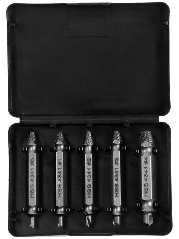 Набор двусторонних экстракторов ТУНДРА, 5 шт., HSS, левая резьба, диапазон М2-М12