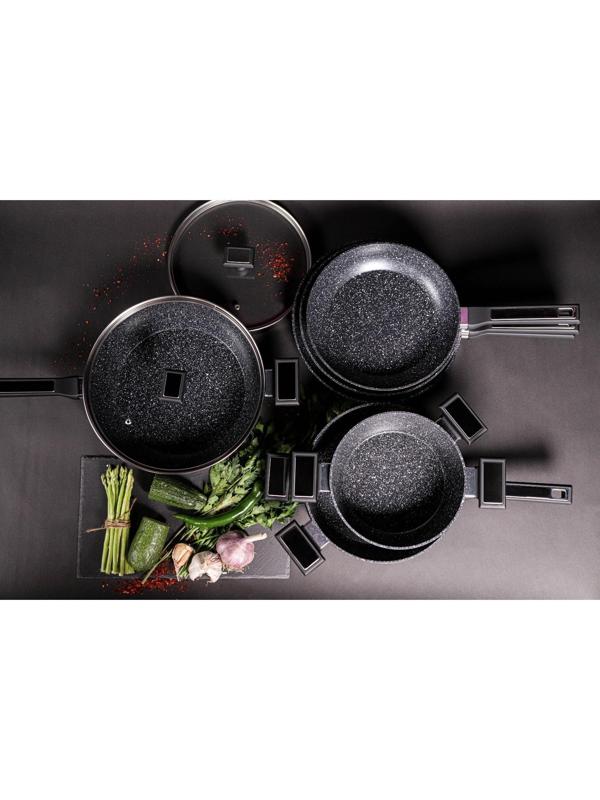 Сковорода Magistro Warrior, d=22 см, h=4,5 см, ручка soft-touch, антипригарное покрытие, индукция