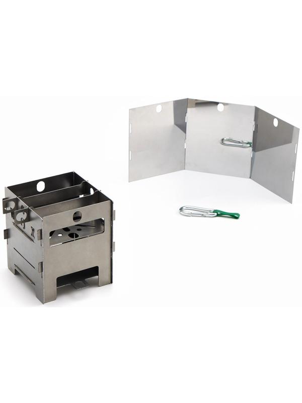 Туристический набор: щепочница, инфракрасное зеркало - 13х11х13 см, карабин 9 см, сталь 1 мм