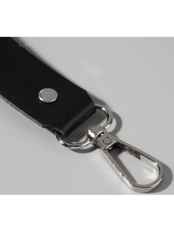 Ручка для сумки из натуральной кожи, с карабинами, 30 ± 2 см × 2,5 см, цвет чёрный/серебряный
