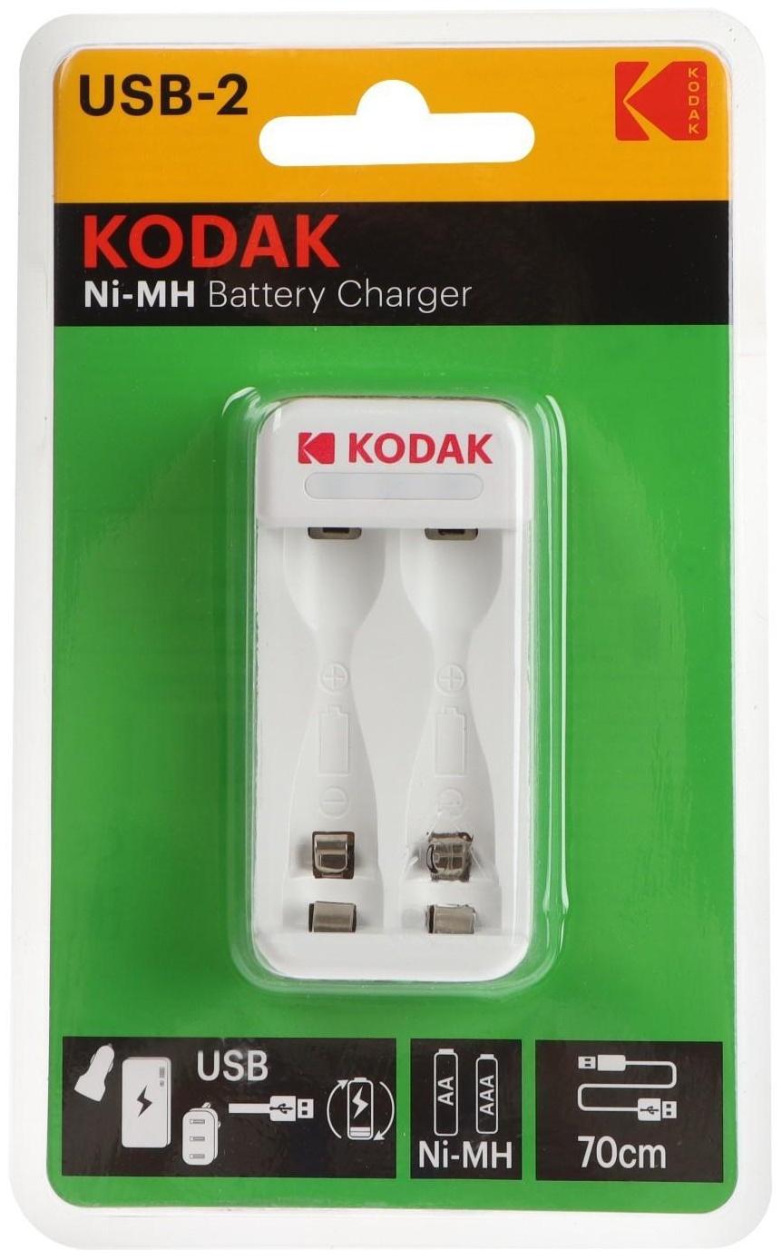 Зарядное устройство Kodak C8001B, для аккумуляторов 2хAA/AAA, USB, белое