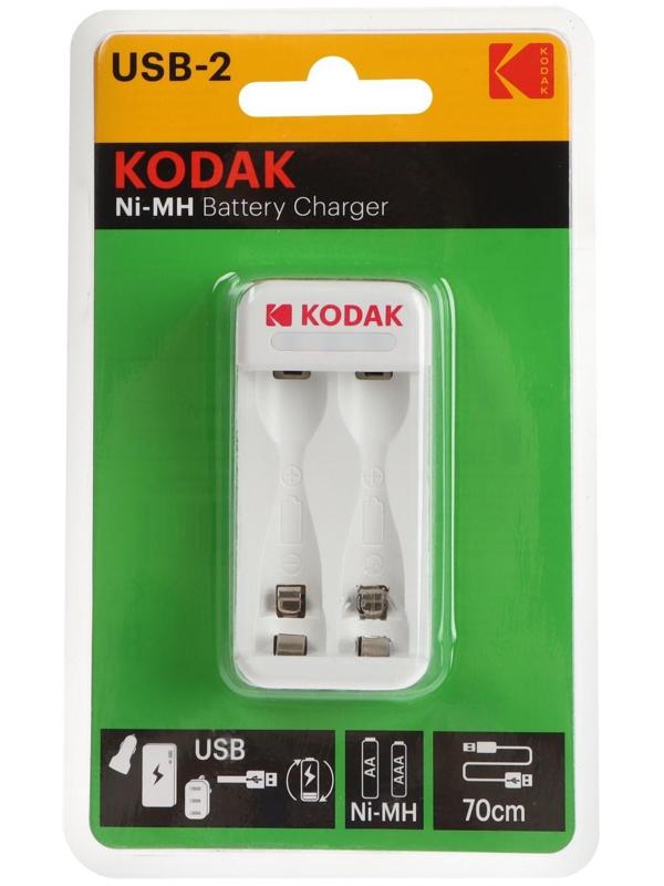 Зарядное устройство Kodak C8001B, для аккумуляторов 2хAA/AAA, USB, белое