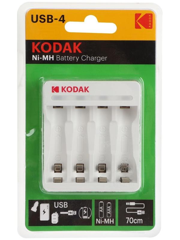 Зарядное устройство Kodak C8002B, для аккумуляторов 4хAA/AAA, USB, белое