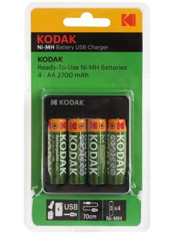 Зарядное устройство Kodak USB Overnight charger для AA + 4 аккумулятора AA 2700 мАч