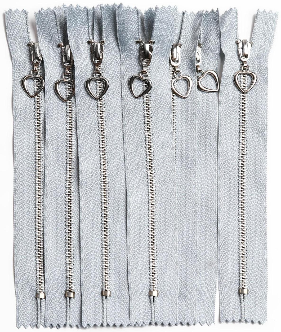 Молния металлическая, №3, неразъёмная, замок автомат, 15 см, цвет голубой/серебряный