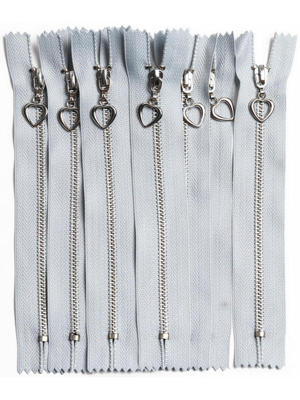 Молния металлическая, №3, неразъёмная, замок автомат, 15 см, цвет голубой/серебряный