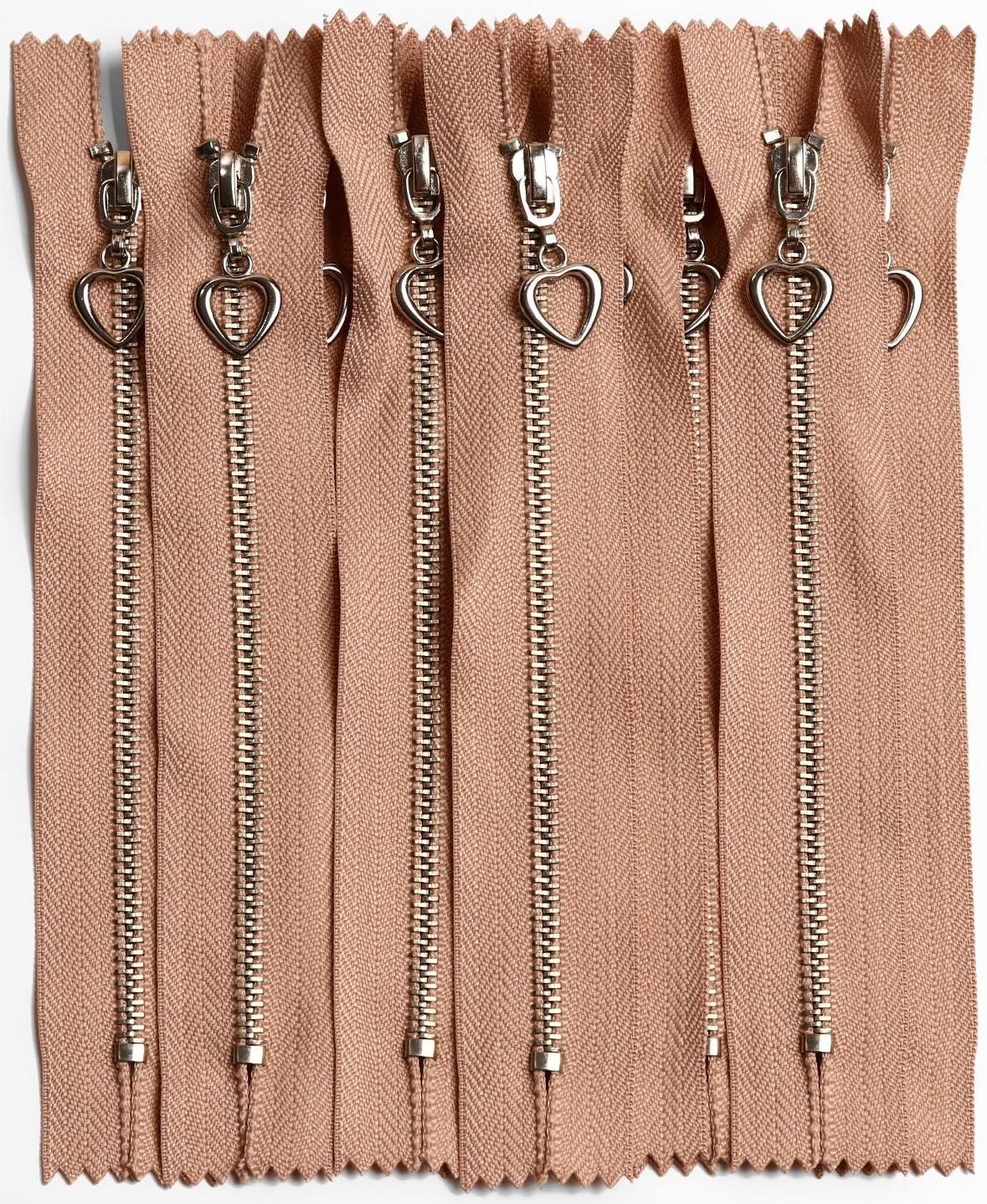 Молния металлическая, №3, неразъёмная, замок автомат, 15 см, цвет бежевый/серебряный