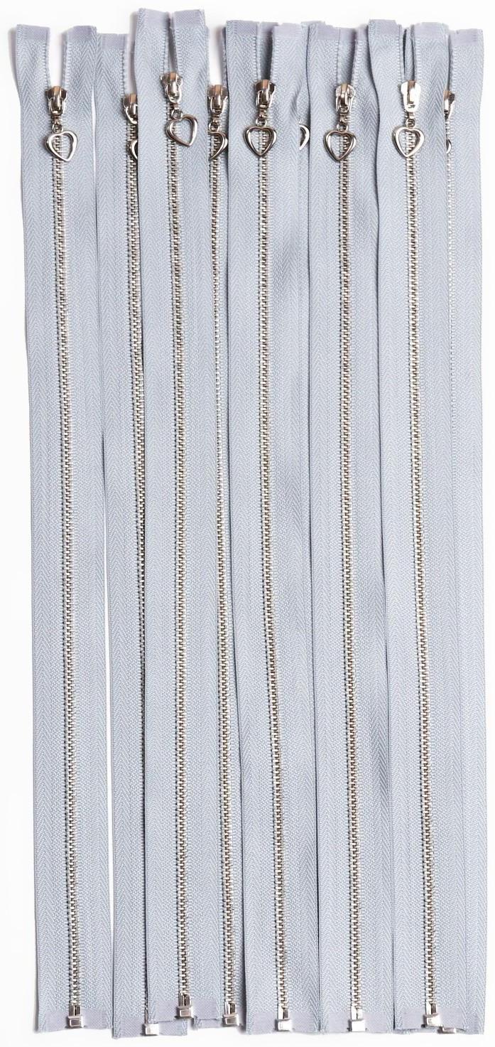 Молния металлическая, №4, разъёмная, замок автомат, 40 см, цвет голубой/серебряный