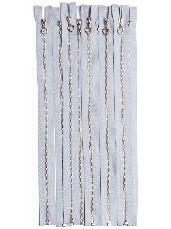 Молния металлическая, №4, разъёмная, замок автомат, 40 см, цвет голубой/серебряный