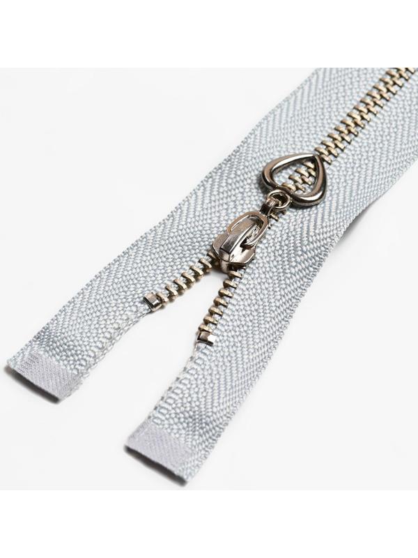 Молния металлическая, №4, разъёмная, замок автомат, 40 см, цвет голубой/серебряный