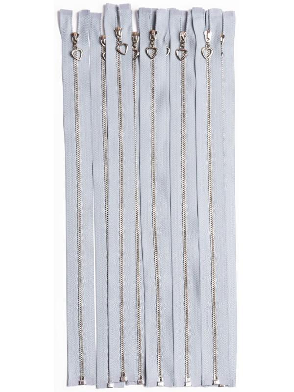 Молния металлическая, №4, разъёмная, замок автомат, 45 см, цвет голубой/серебряный