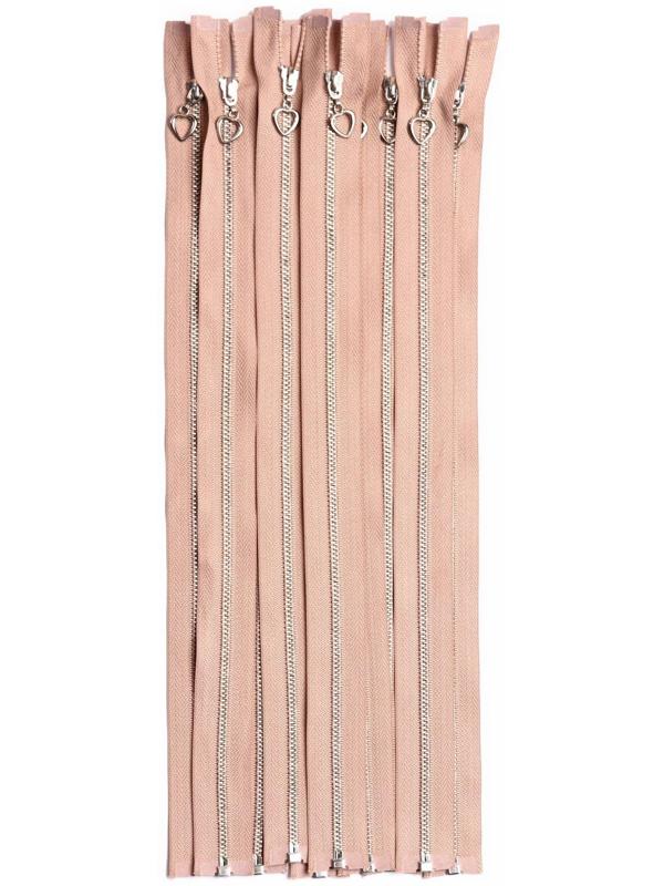 Молния металлическая, №4, разъёмная, замок автомат, 45 см, цвет бежевый/серебряный