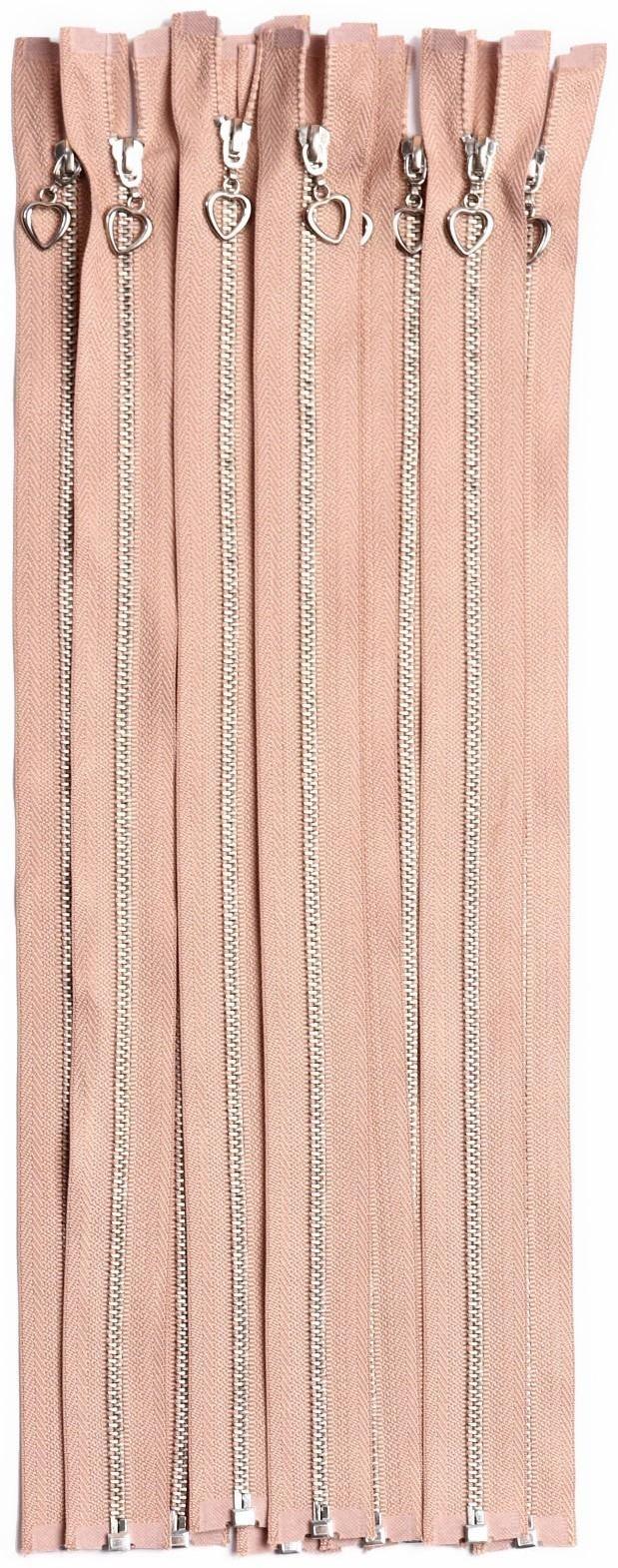 Молния металлическая, №4, разъёмная, замок автомат, 55 см, цвет бежевый/серебряный