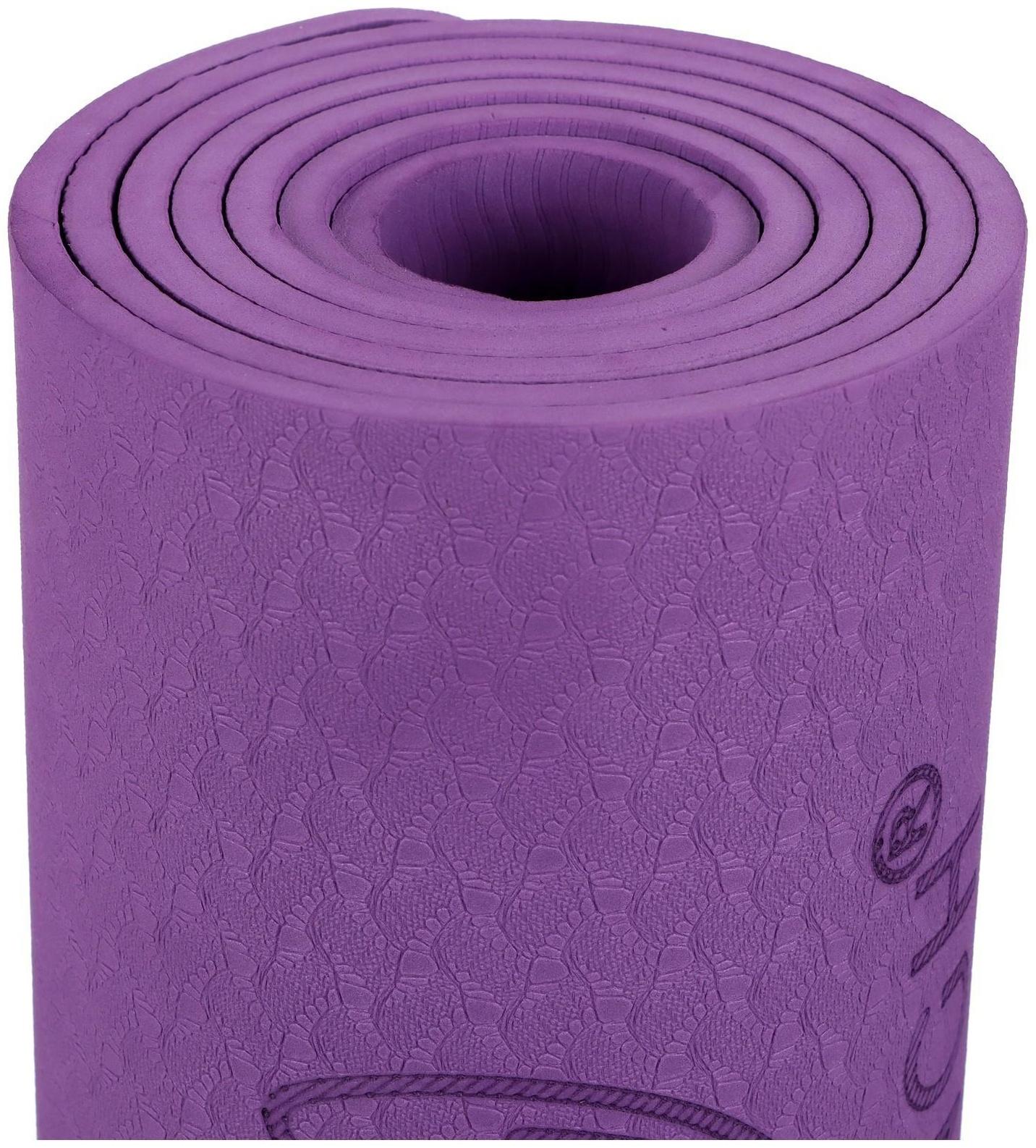 Коврик для йоги Flowers, 183 х 61 х 0.6 см, цвет фиолетовый