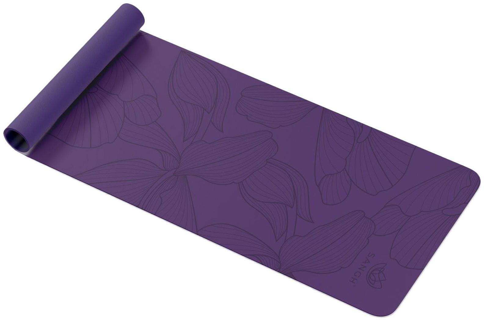 Коврик для йоги Flowers, 183 х 61 х 0.6 см, цвет фиолетовый