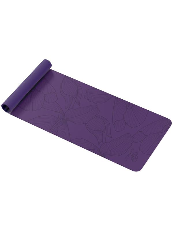 Коврик для йоги Flowers, 183 х 61 х 0.6 см, цвет фиолетовый