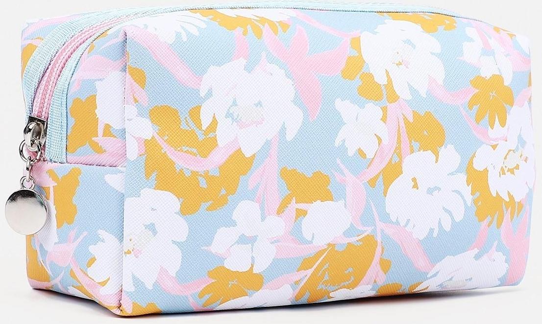 Косметичка на молнии, цвет голубой/разноцветный