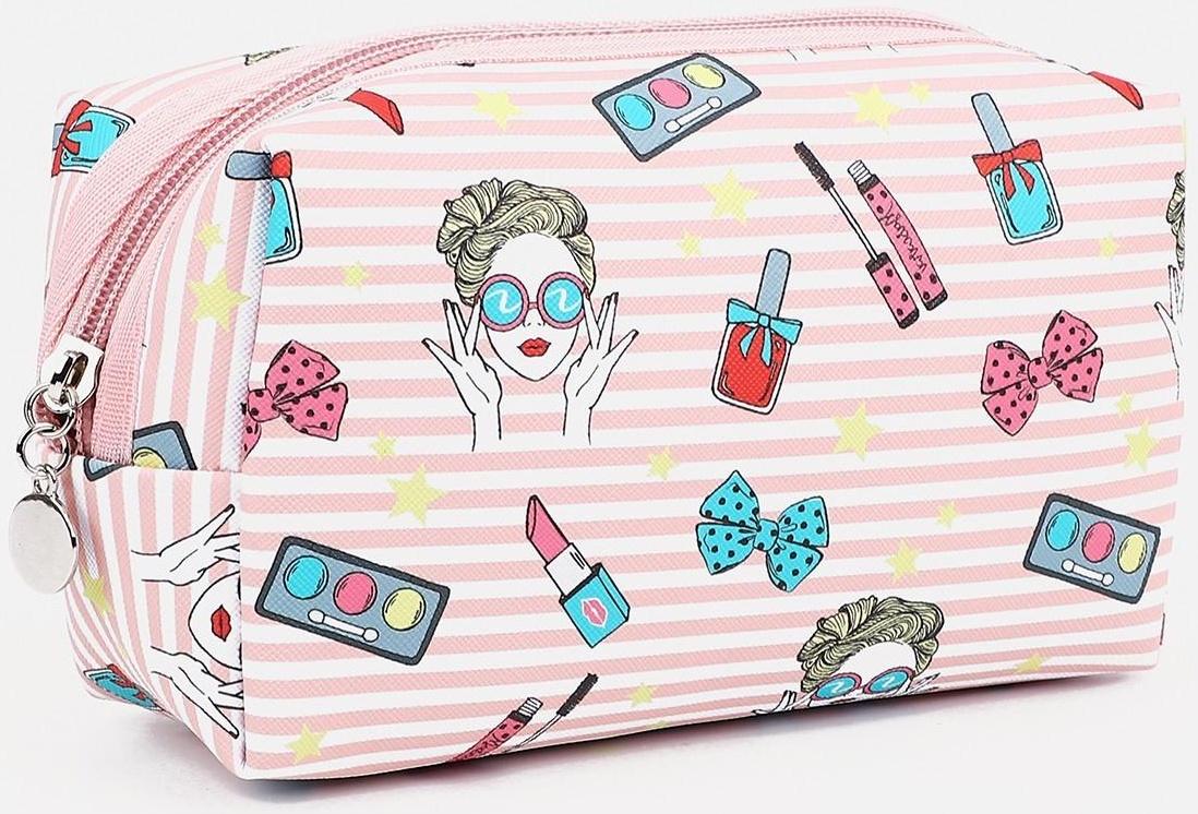 Косметичка на молнии, цвет розовый