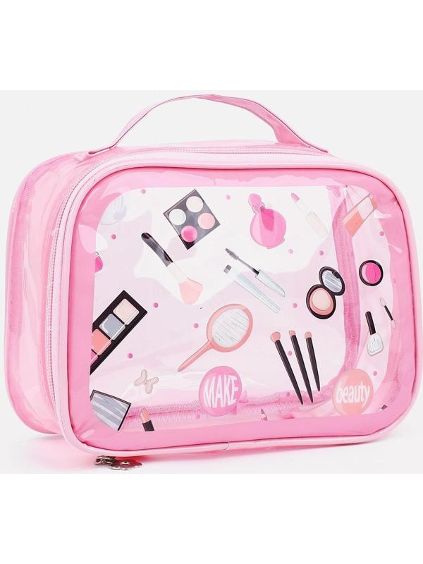 Косметичка на молнии, цвет розовый