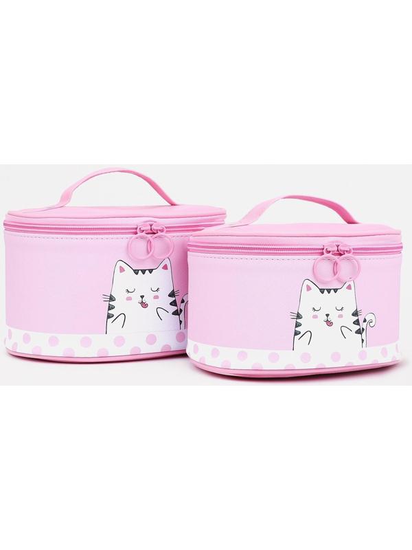 Набор косметичек 2 в 1 на молнии, цвет розовый