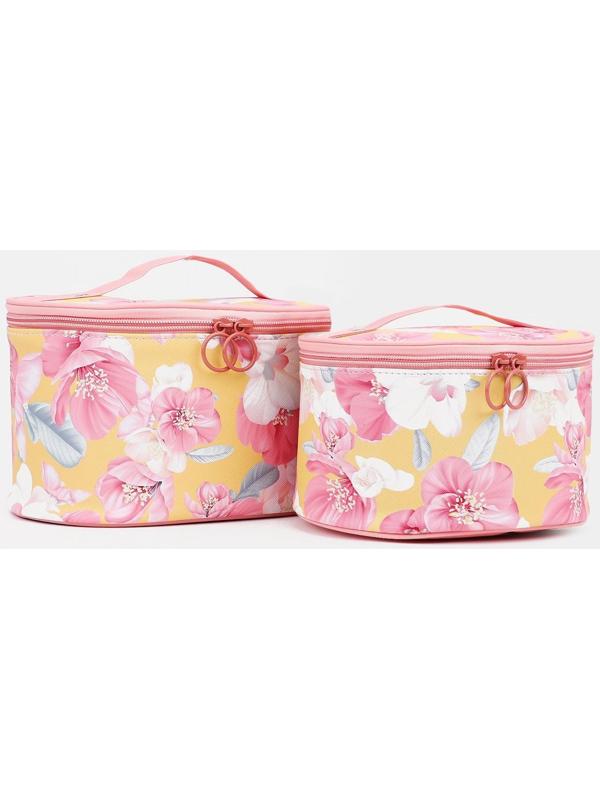 Набор косметичек 2 в 1 на молнии, цвет розовый