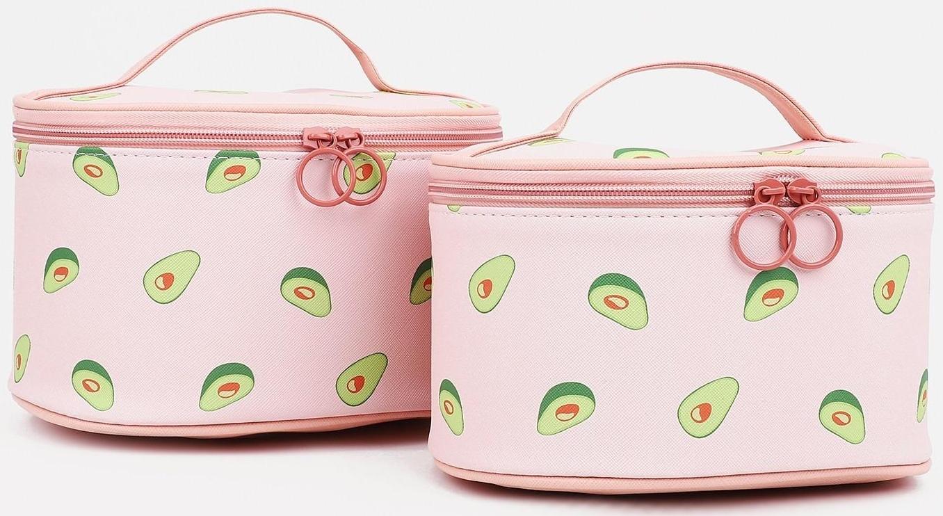 Набор косметичек 2 в 1 на молнии, цвет коралловый