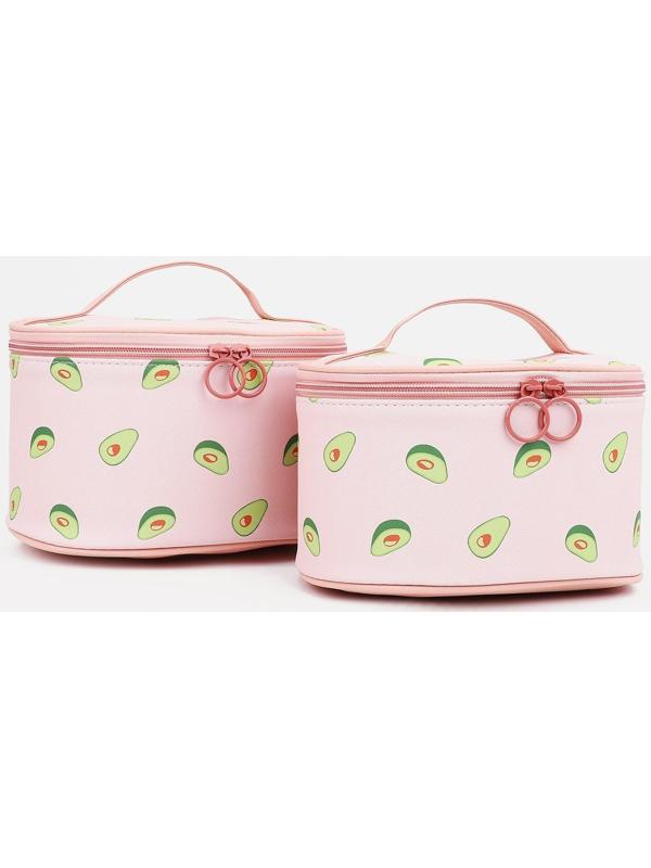 Набор косметичек 2 в 1 на молнии, цвет коралловый