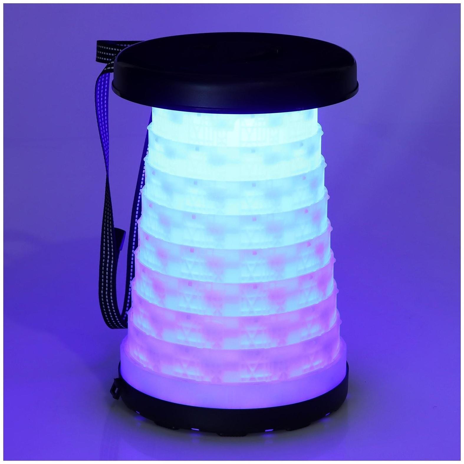 Набор мебели, складной: стол, 2 световых табурета, цвет чёрно-белый