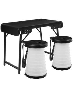 Набор мебели, складной: стол, 2 световых табурета, цвет чёрно-белый