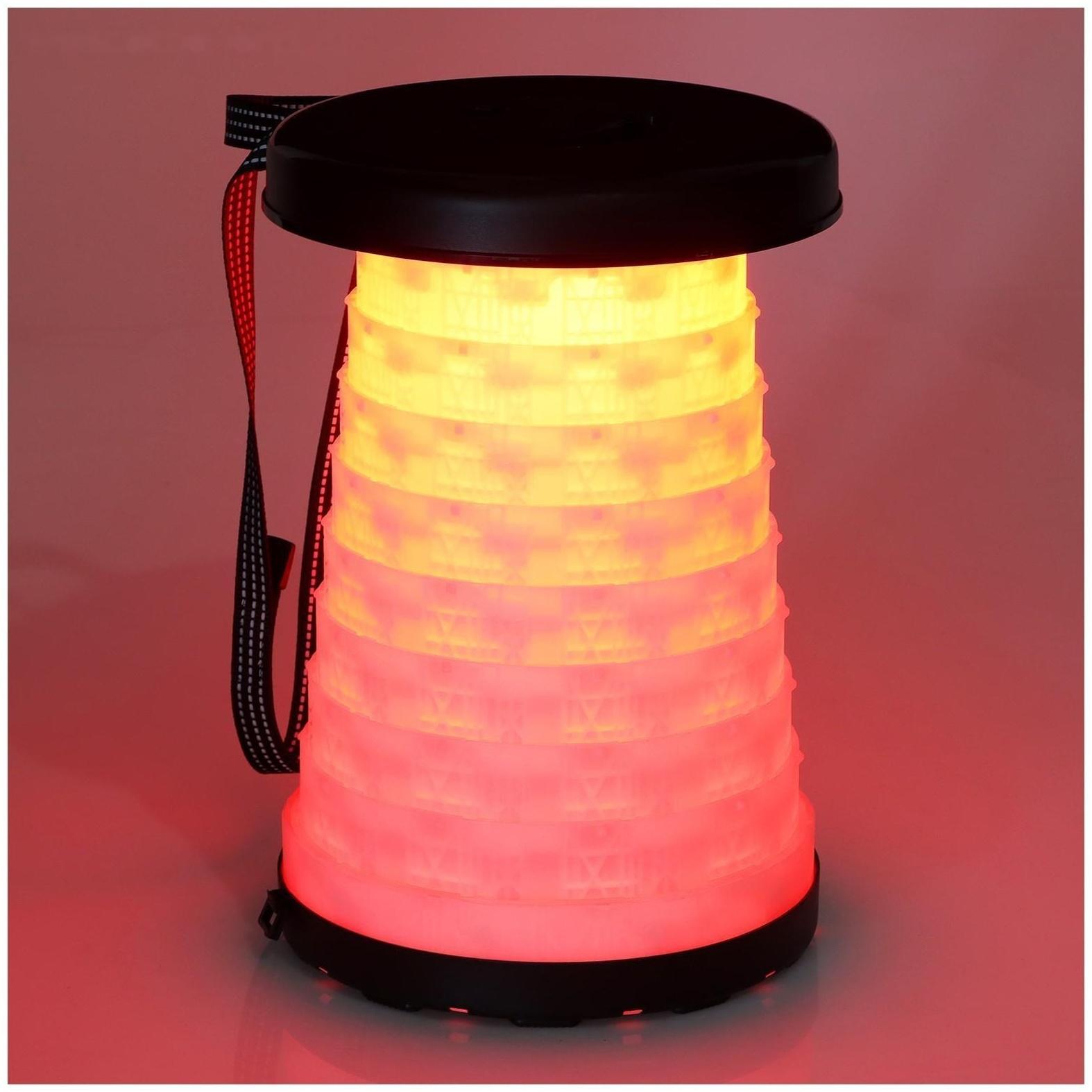 Табурет складой, походный, светодиодный, высота до 46 см, цвет чёрный